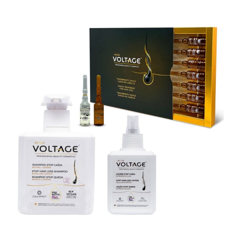 Pack especial stop caída, tratamiento shock caída de cabello, shampoo y loción